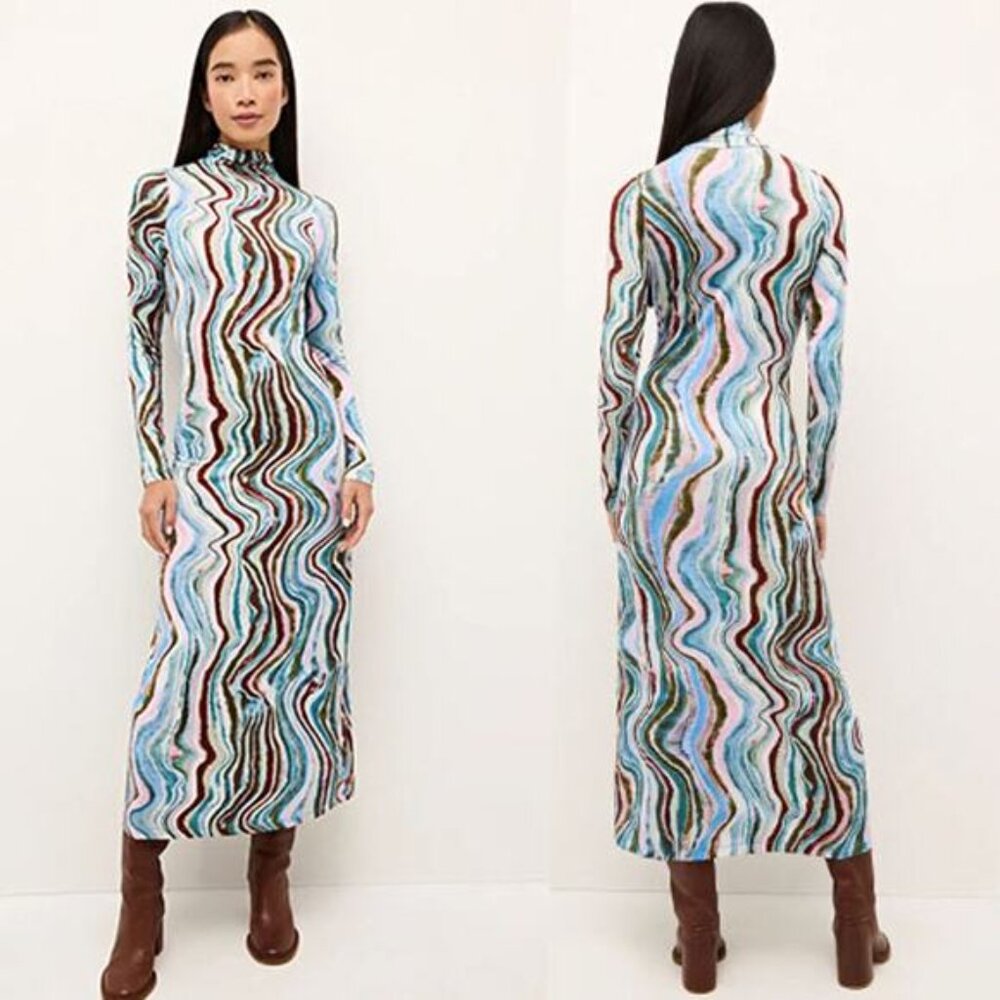 NEW Marie Oliver Paxton Turtleneck Long Sleeve Maxi Dress Multi Color Size: XS - Picture 7 of 7